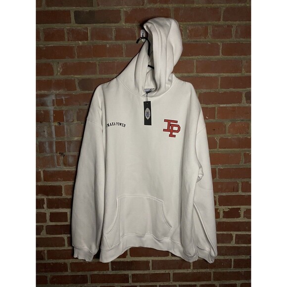 NWT Inaka Power Mens White Long Sleeve Kangaroo Pocket Pullover Hoodie Size XXL - Picture 1 of 4